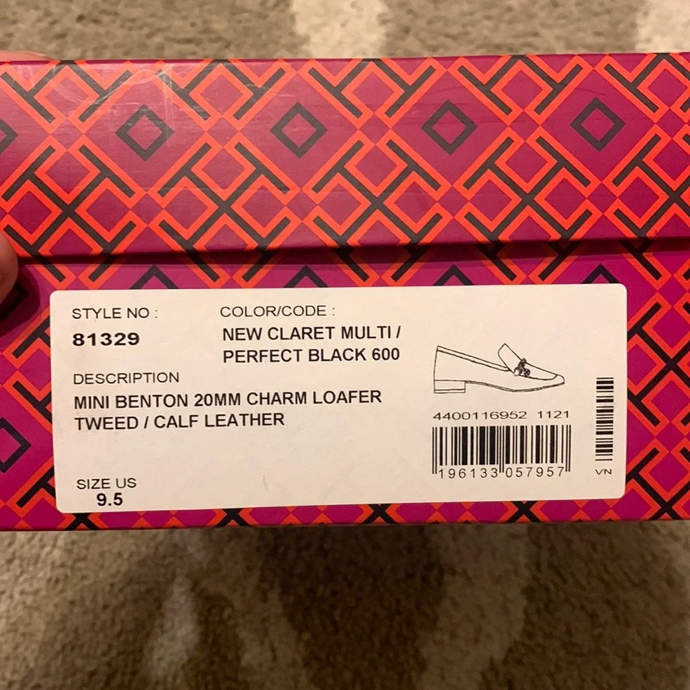 Tory Burch, Mini Benton Charm Loafer Tweed, New Claret Multi, US 9.5